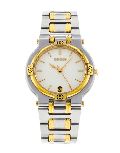Gucci 9000 9000M - White Baton Dial & Bracelet Strap